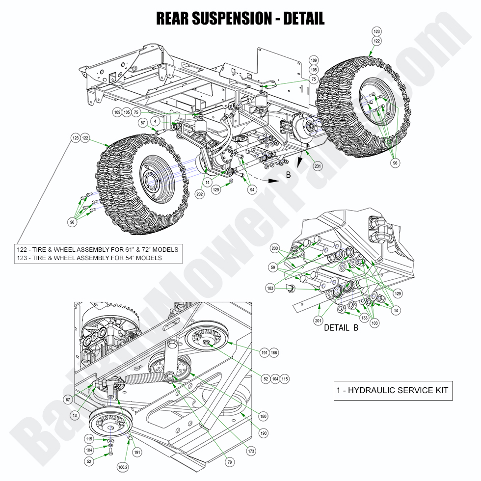 3242 - Bad Boy Mower Parts Lookup > 2023 > Rogue > Rear Suspension - Detail